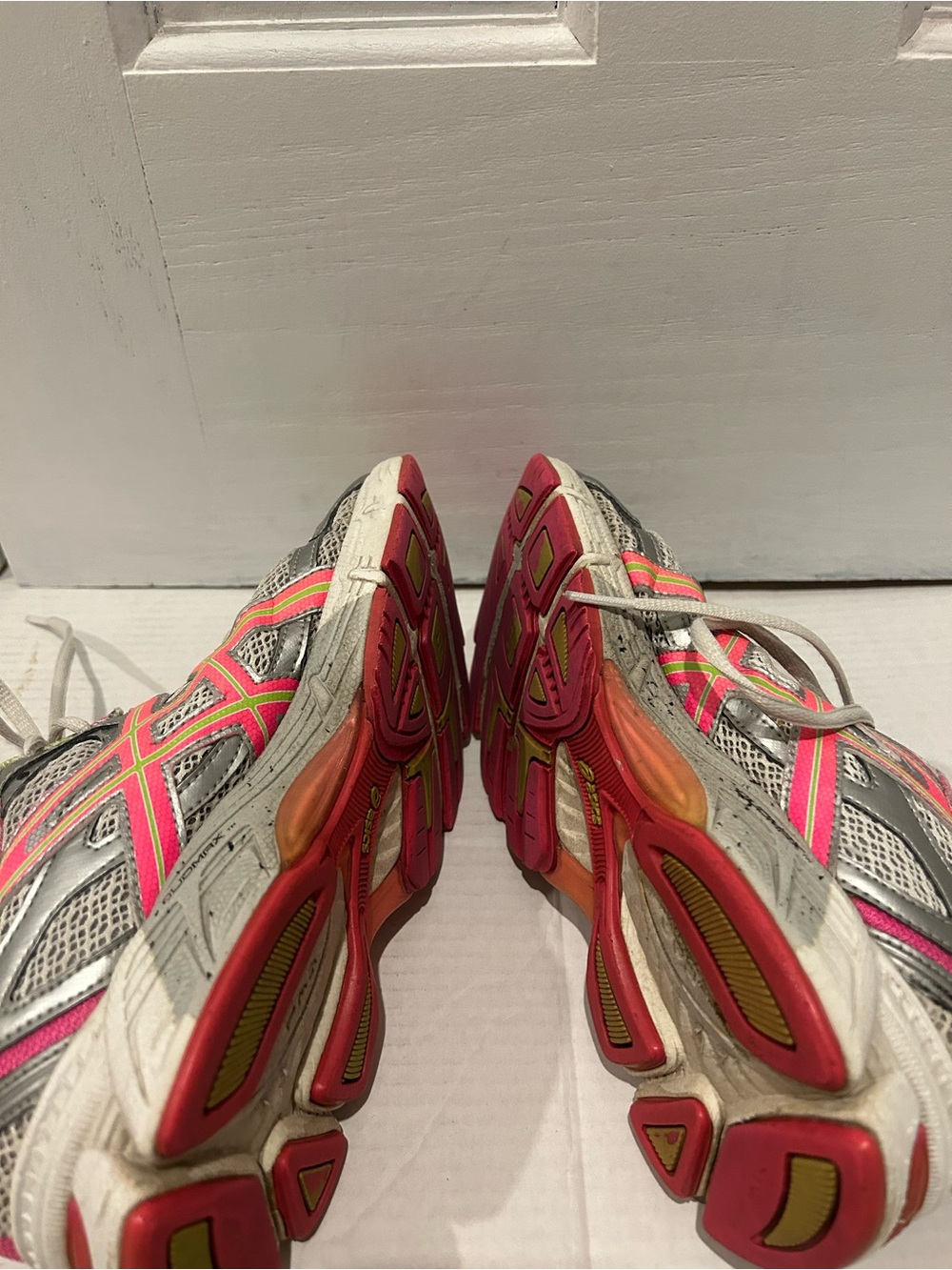 ASICS Women's Silver Running Shoes with Pink and Neon Green Accents - Picture 5 of 5